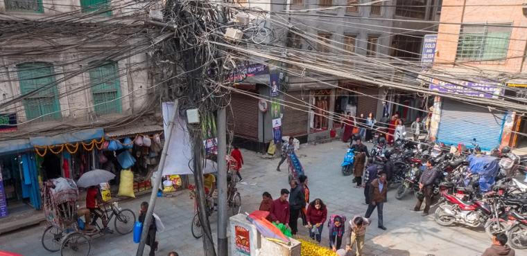 Tangled overhead cables, Kathmandu, Nepal